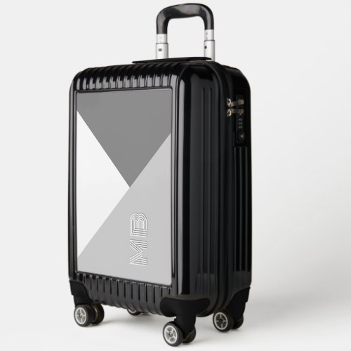 Custom Neutral Dark Medium Light Gray Monogram Luggage