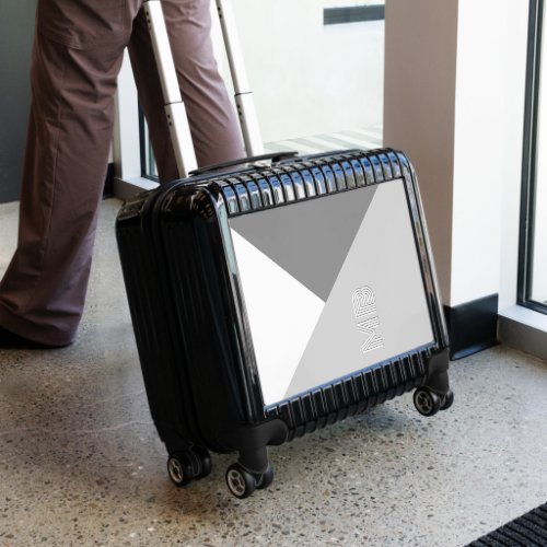 Custom Neutral Dark Medium Light Gray Monogram Luggage