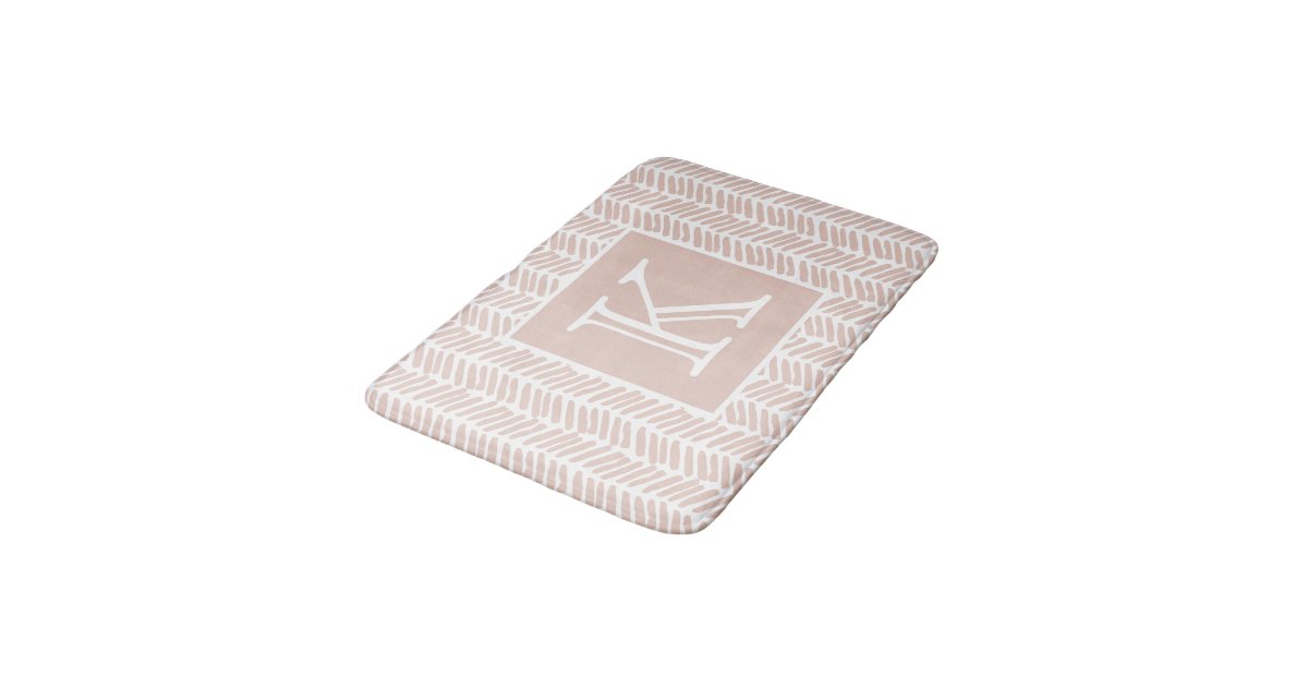 Picture of Custom Neutral Earthy Sand Zigzag Stripes Art Bath Mat | Zazzle
