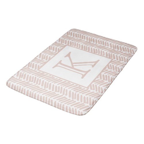 Custom Neutral Earthy Sand Zigzag Stripes Art Bath Mat