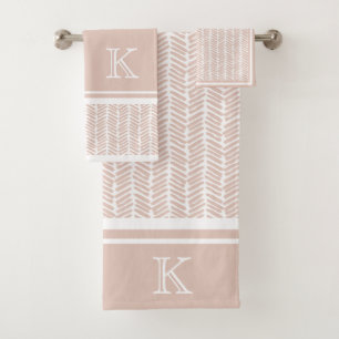 Custom Neutral Earthy Sand Zigzag Stripes Art Bath Towel Set