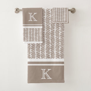 Custom Neutral Earthy Taupe Zigzag Art Stripes Shower Curtain