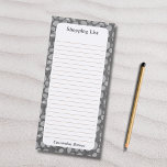 Custom Neutral Gray Grocery Shopping List Magnetic Notepad<br><div class="desc">This neutral gray pebbles pattern grocery shopping list magnetic notepad has lined pages and a wonky polkadot pattern along the border. It can be personalized with a name to be given as a housewarming gift. Shopping List can also be customized to a different sort of list, such as To Do...</div>