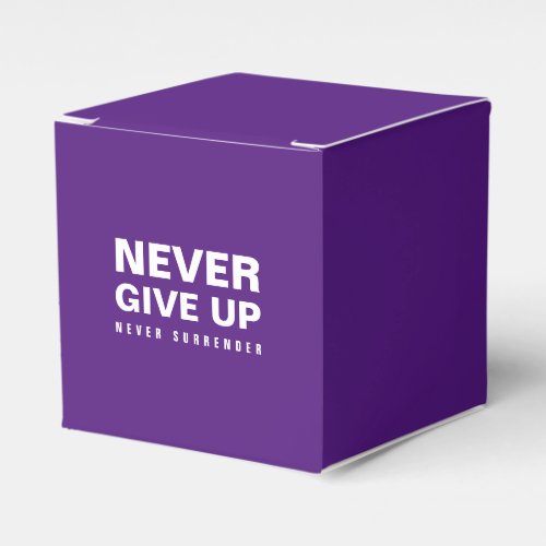 Custom Never Give Up Never Surrender Royal Purple Favor Boxes