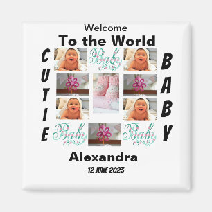 Custom New Baby 11 Photo Collage Magnet