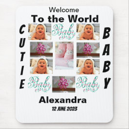 Custom New Baby 11 Photo Collage Mouse Pad
