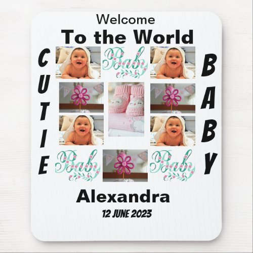 Custom New Baby 11 Photo Collage  Mouse Pad