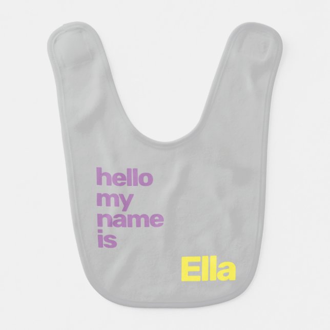 custom "New Baby Bib – Purple Gray Yellow Minimal" (Front)