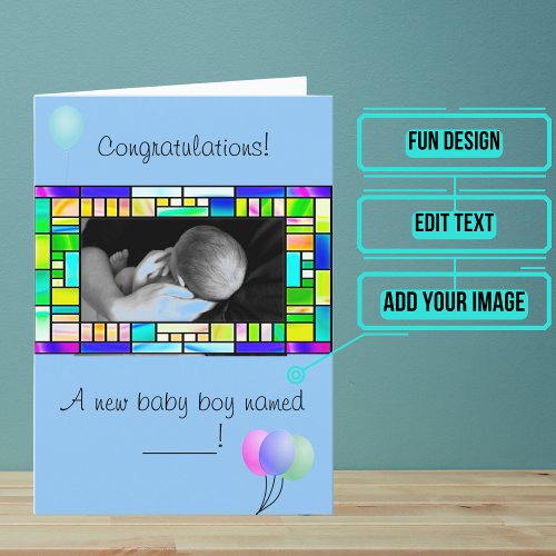 Custom New Baby Boy Congratulations Card