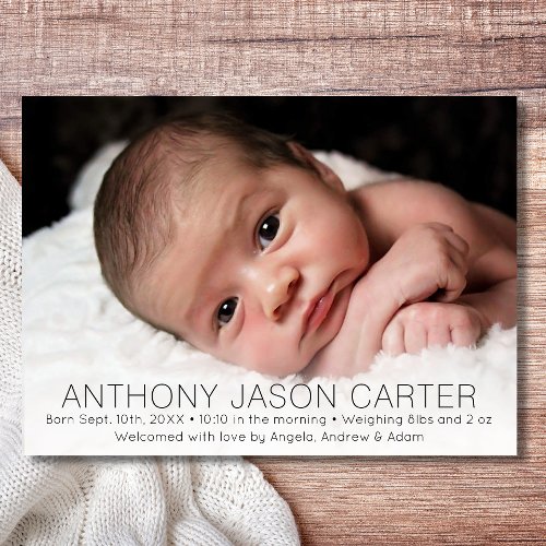 Custom New Baby Newborn Boy Birth Stats  PHOTO Announcement