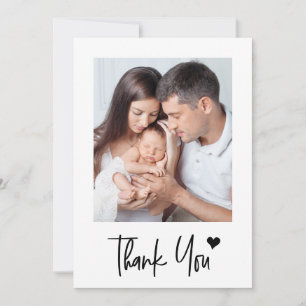 Custom New baby Photos Modern Heart Baby Shower Thank You Card