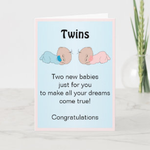 Twin Babies Adoption Card Baby Twins Gift Card New Baby Twins Card Handmade Fraternal Baby Twins Card