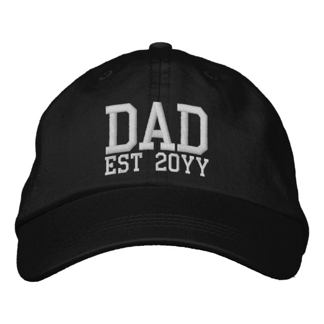 Custom New Dad Established Father Est Year Daddy Embroidered Baseball Cap (Front)