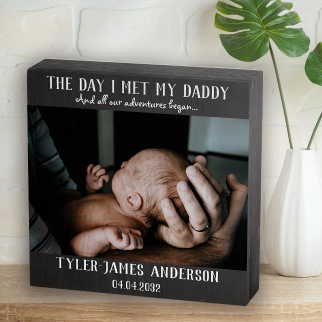 Custom New Daddy Photo First Father's Day Wooden B Wooden Box Sign (Creator Uploaded)