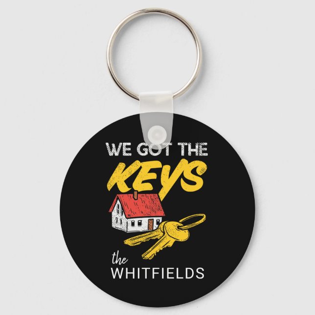 Custom New Home Owners Matching Housewarming Party Keychain (Front)