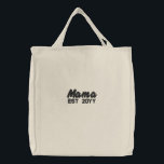 Custom New Mama Established Mom Est Year Mum Mommy Embroidered Tote Bag<br><div class="desc">Custom New Mama Est Totebag,  Customizable Mom Mommy Mum Mother,  Mummy established Gift for her,  wife from husband embroidery establish,  Customized Momma Mother's Day Matching,  tote bag present couple partner,  Valentine's Embroider Father Him Dad,  your Birthday Christmas Baby Boy,  Girl His Birth Anniversary Personalized,  Son Daughter Personalised with date</div>