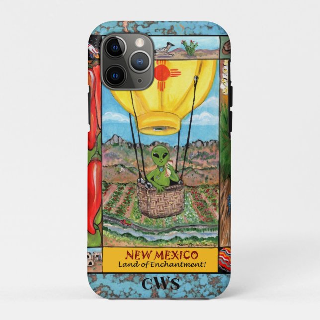 Custom New Mexico Alien Balloon Chile Zia Symbols Case-Mate iPhone Case (Back)