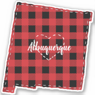 Custom New Mexico Hometown State Plaid Christmas Sticker