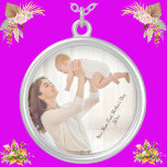 Custom New Mom & New Baby Photo First Mother's Day Silver Plated Necklace<br><div class="desc">Custom New Mom & New Baby Photo First Mother's Day Silver Plated Necklace This is the perfect personalized new mom and new born baby photo silver plated rounded locket necklace gifts for first mother’s day. This is the awesome locket gift for new mom and new born baby photo for every...</div>