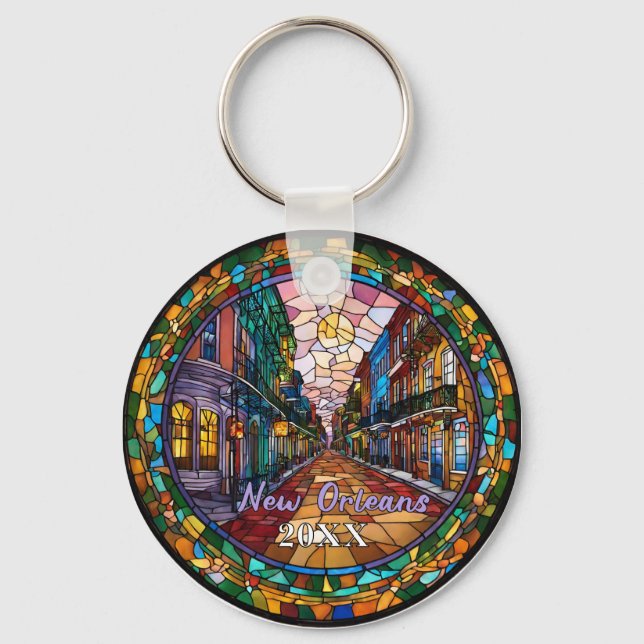 Custom New Orleans Bourbon Street Dated  Keychain (Front)