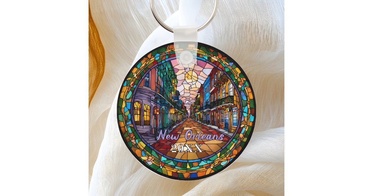 Custom Street Keychains Custom New Orleans Bourbon Street Dated Keychain | Zazzle