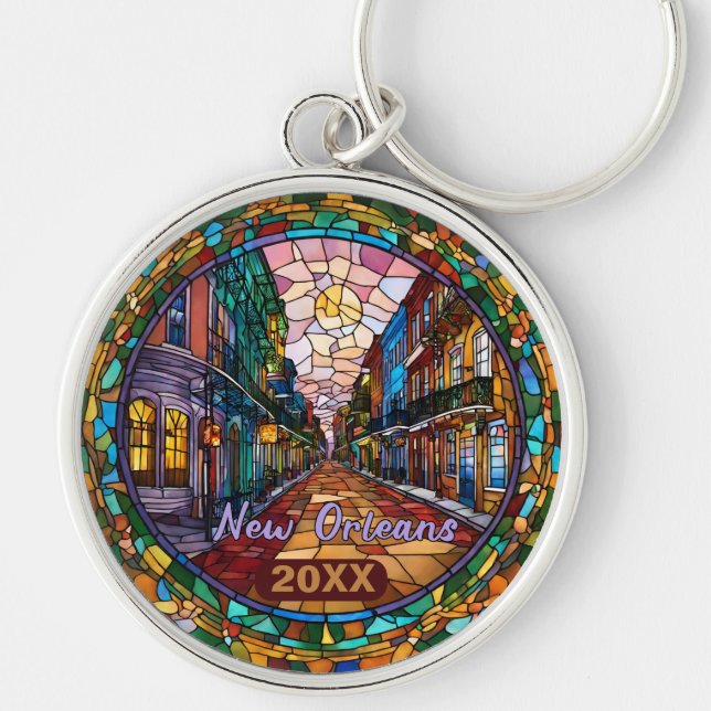 Custom New Orleans Bourbon Street Dated  Keychain (Front)