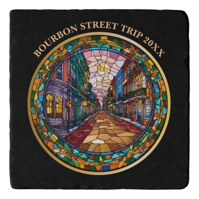 Custom New Orleans Bourbon Street Dated  Trivet (Front)