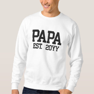 Custom New Papa Established Grandfather Est Year Embroidered Sweatshirt