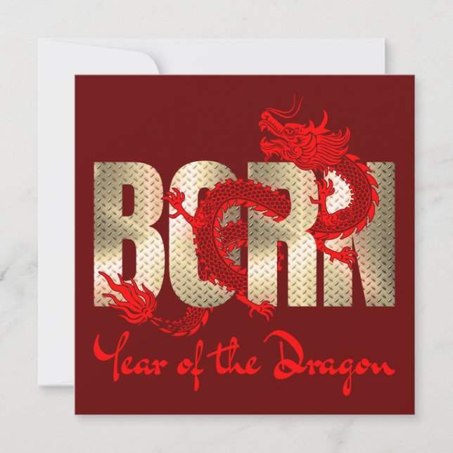 CUSTOM NEW YEAR BIRTHDAY PARTY YEAR OF THE DRAGON INVITATION (Front)