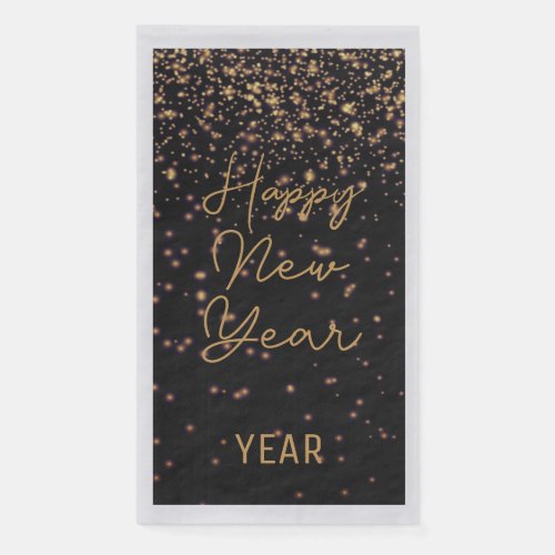 Custom New Year Glowing Silver Confetti On Black  Paper Guest Towels