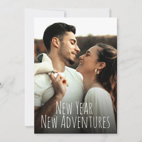 Custom New Year New Adventures Engagement Photo   Holiday Card