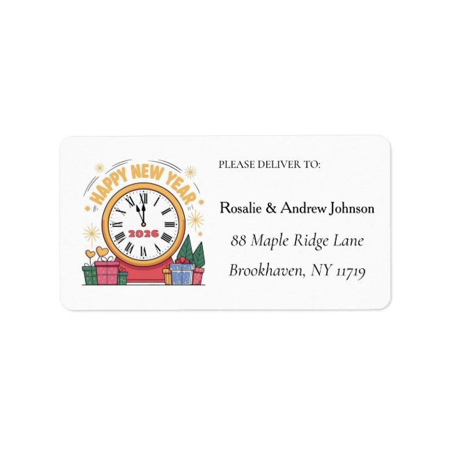 Custom New Year's Eve Count Down Clock Address  Label (Front)