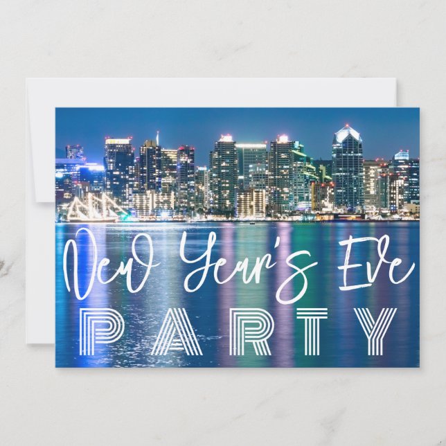 Custom New Year's Eve Party Cityscape Invitation (Front)