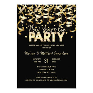 Custom New Year S Eve Party Gold Black Invitation Custom New Year S Eve Party Gold Black Invitation