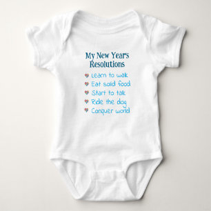 Custom New Year's Resolutions, Boy, Funny Baby Bodysuit