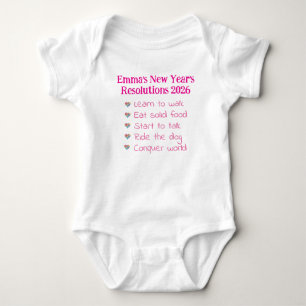 Custom New Year's Resolutions, Girl, Funny    Baby Bodysuit