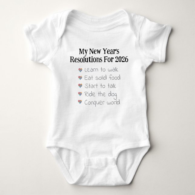 Custom New Year's Resolutions, Unisex, Funny    Baby Bodysuit (Front)