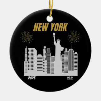 Custom New York 2025 Marathon Runner Gift Ceramic Ornament
