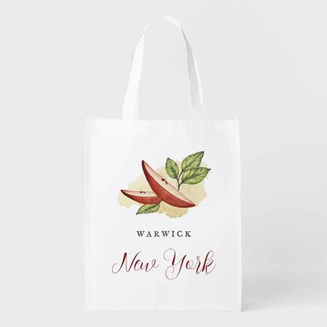 Custom New York Apple Reusable Grocery Bag (Front)