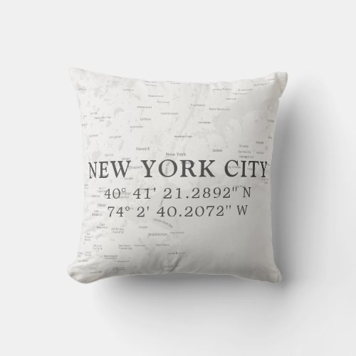 Custom New York City Map  Light Gray Throw Pillow