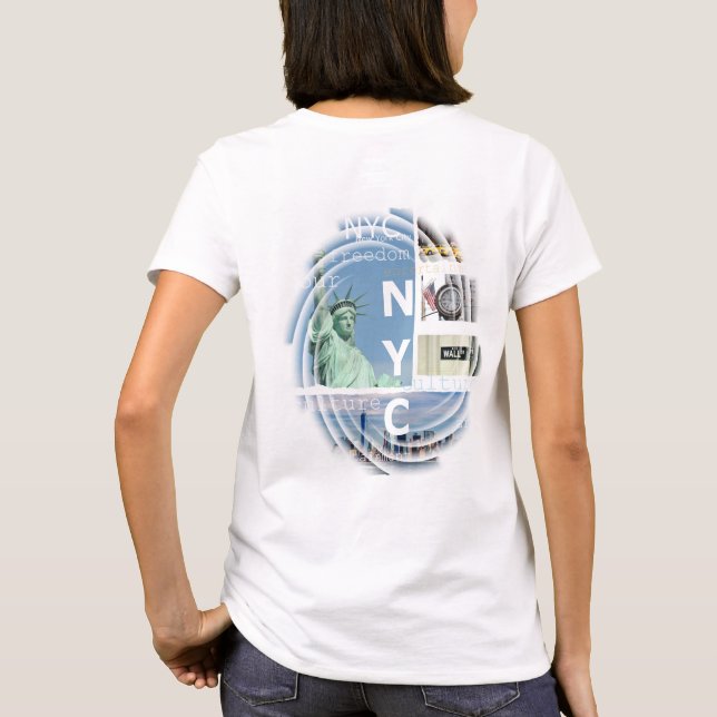 Custom New York City Nyc Manhattan Elegant Modern T-Shirt (Back)