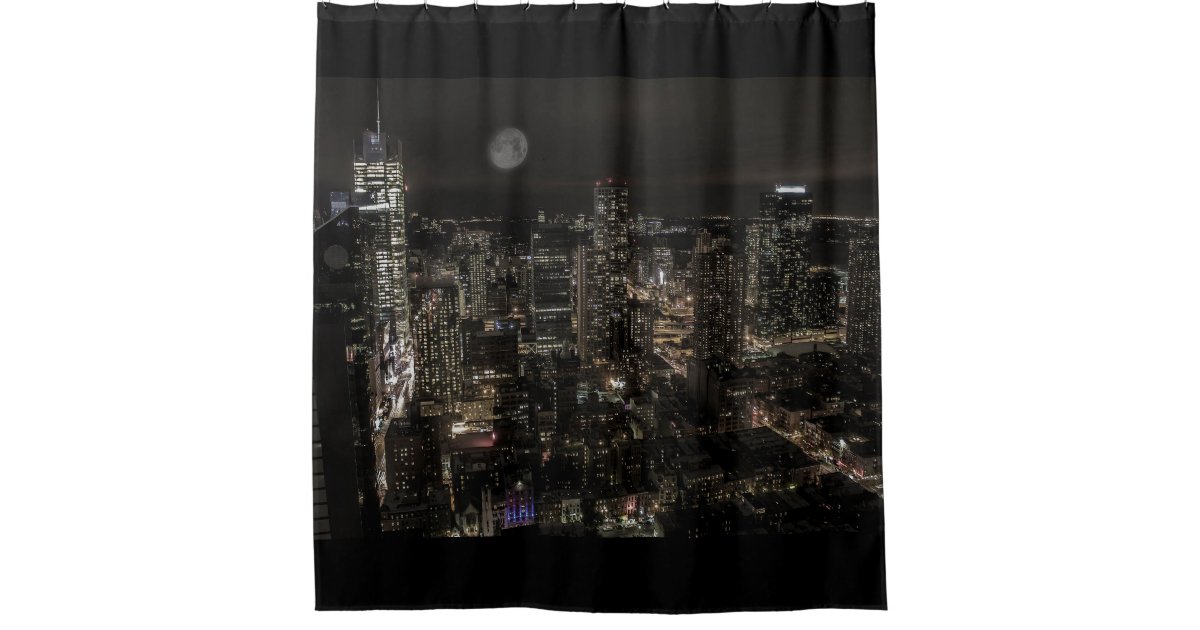 Custom New York City Shower Curtain, New York City Skyline Shower Curtain