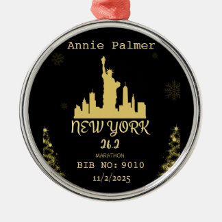 Custom New York Marathon Finisher Gift Metal Ornament