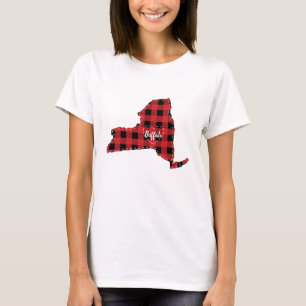 Custom New York State Hometown Plaid Christmas T-Shirt