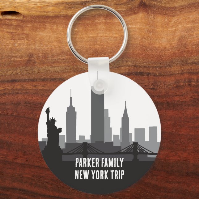 Custom New York Trip Skyline Statue of Liberty Keychain (Front)