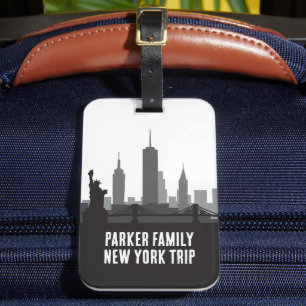 Custom New York Trip Skyline Statue of Liberty Luggage Tag