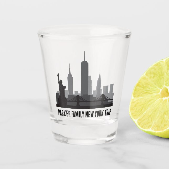 Custom New York Trip Skyline Statue of Liberty Shot Glass (Front)