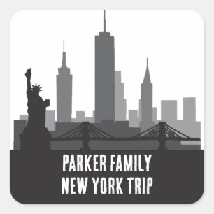 Custom New York Trip Skyline Statue of Liberty Square Sticker