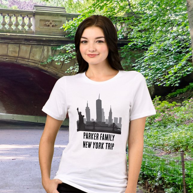 Custom New York Trip Skyline Statue of Liberty Tri-Blend Shirt (Creator Uploaded)
