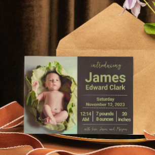 Custom Newborn Birth Announcement with Photo